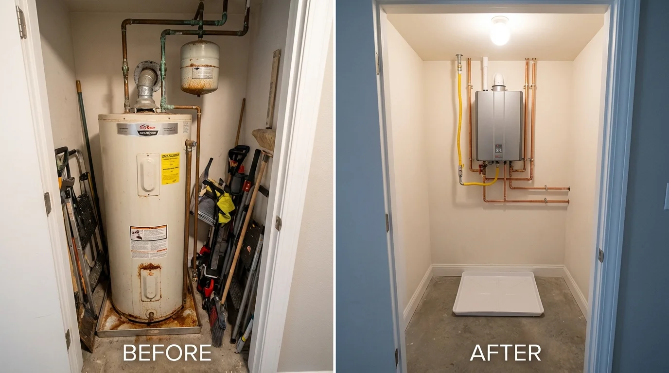 Tank water heater versus wall-mounted tankless unit comparison for Plant City, FL homeowners