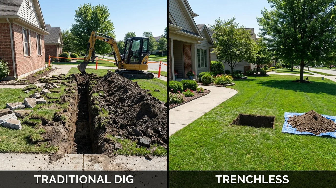 Trenchless sewer repair with minimal yard damage versus traditional excavation in Plant City, FL